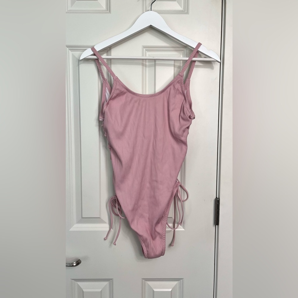 PINK Victoria’s Secret Ribbed One Piece with Lace-Up Sides NWOT